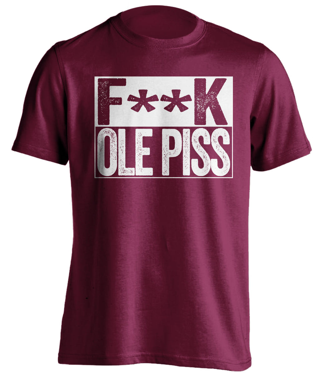 fuck ole piss miss mississippi state bulldogs maroon shirt censored