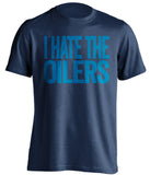i hate the oilers jets fan navy shirt