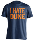 i hate duke uva cavs fan navy shirt