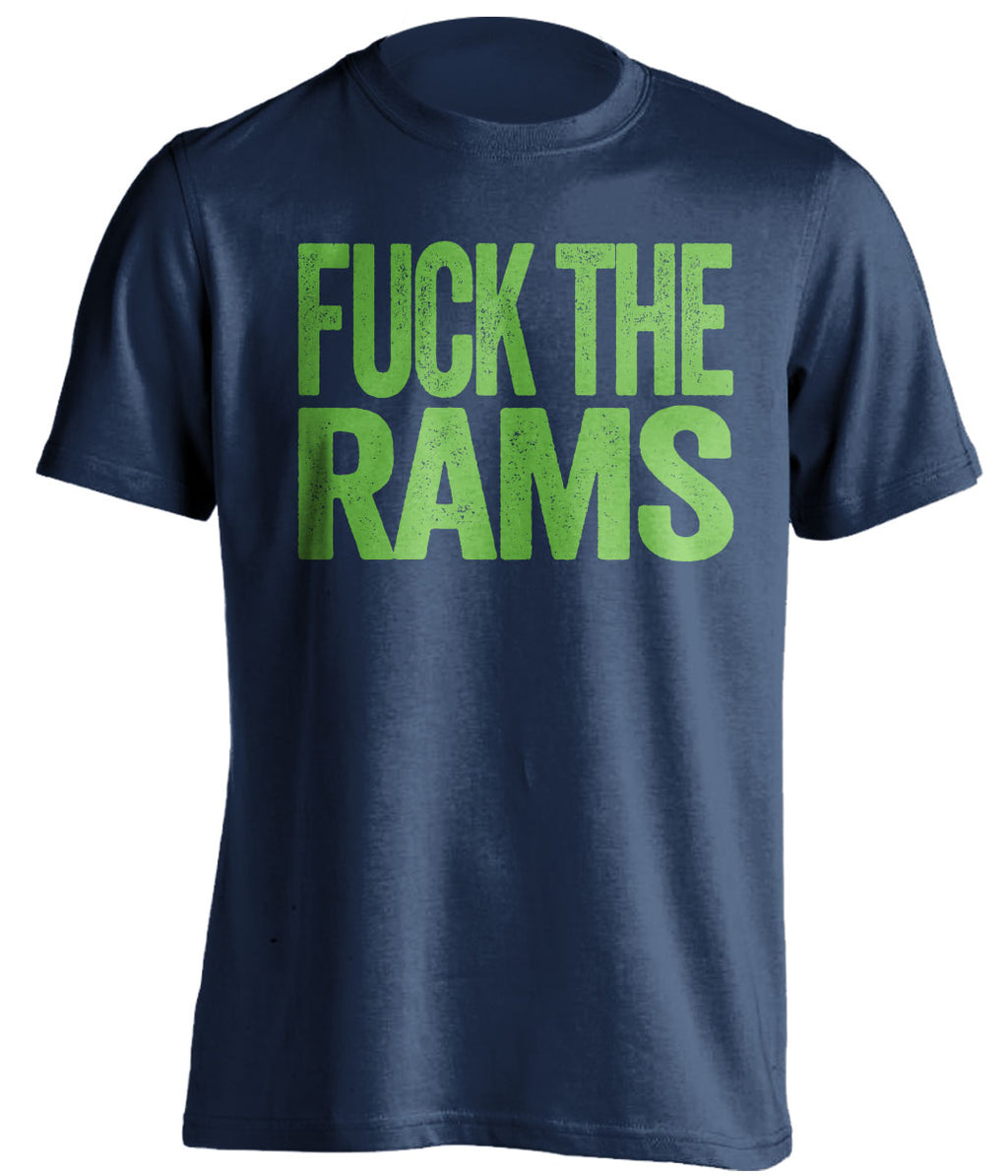 fuck the rams uncensored navy tshirt seattle seahawks fan