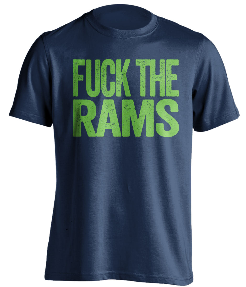 fuck the rams uncensored navy tshirt seattle seahawks fan