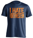 i hate northwestern illinois fan navy shirt