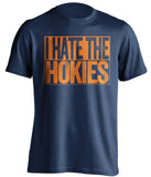 i hate the hokies uva cavaliers fan navy tshirt