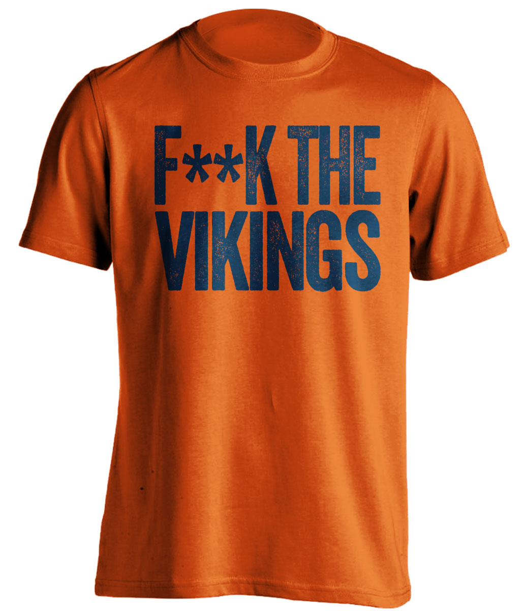 fuck the vikings chicago bears fan censored orange tshirt