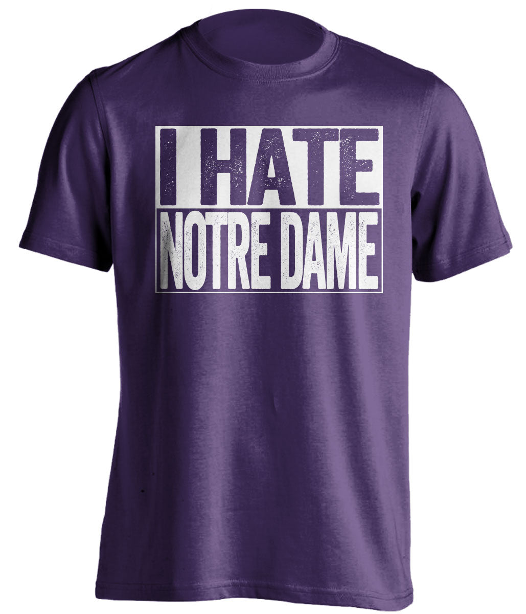 i hate notre dame purple and white tshirt