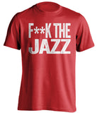 fuck the jazz houston rockets red tshirt censored