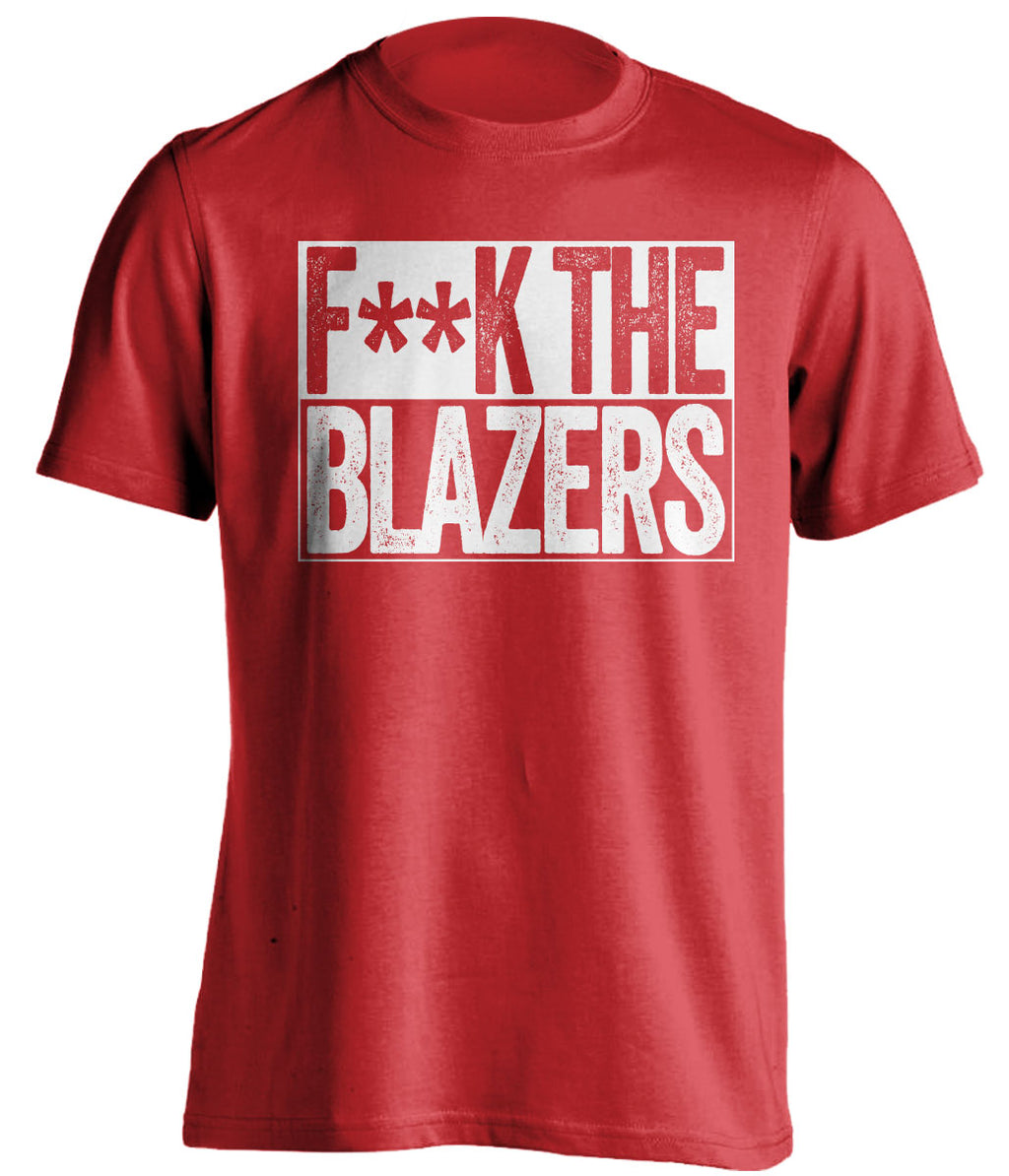 fuck the blazers houston rockets red shirt censored