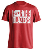 fuck the blazers houston rockets red shirt censored