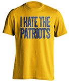 i hate the patriots gold and blue super bowl shirt