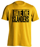 i hate the islanders pittsburgh penguins fan gold shirt