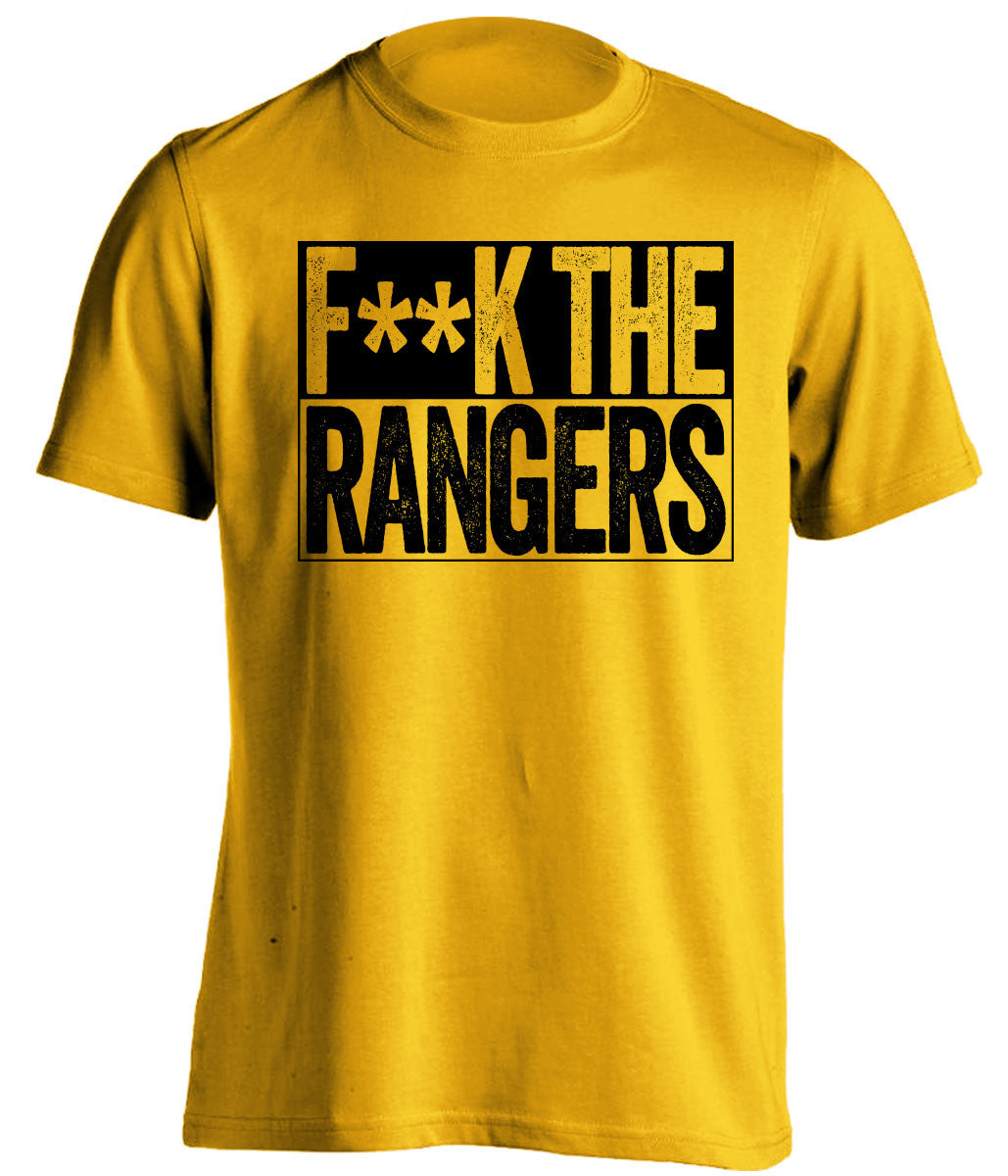 F**K THE RANGERS Pittsburgh Penguins gold TShirt