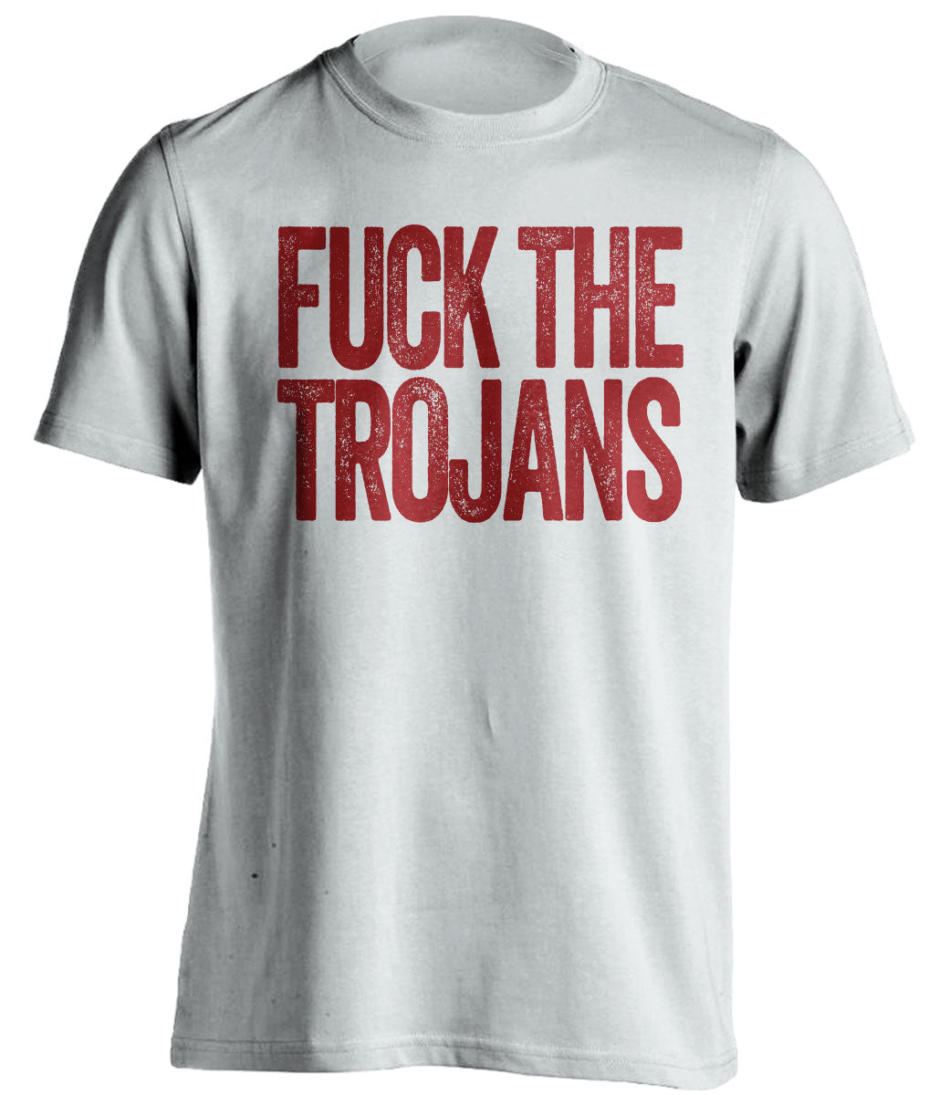 fuck the trojans usc stanford cardinals white tshirt uncensored
