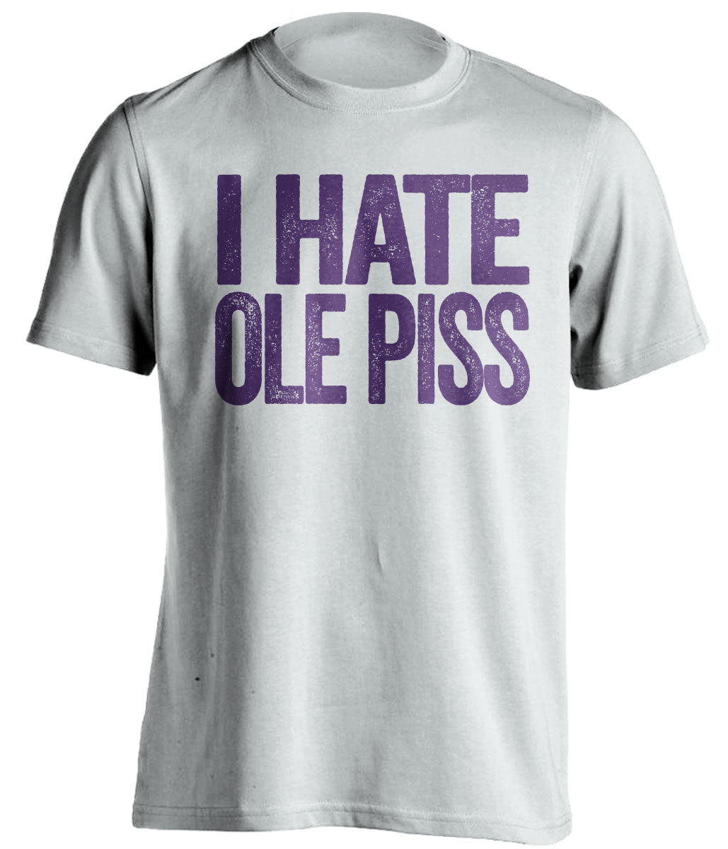 i hate ole piss miss lsu tigers fan white tshirt