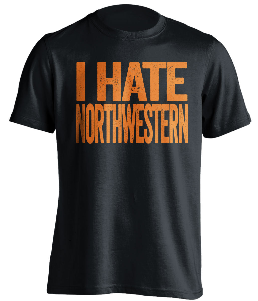 i hate northwestern illinois fan black shirt