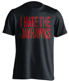 i hate the jayhawks black tshirt for iowa st cyclones fans