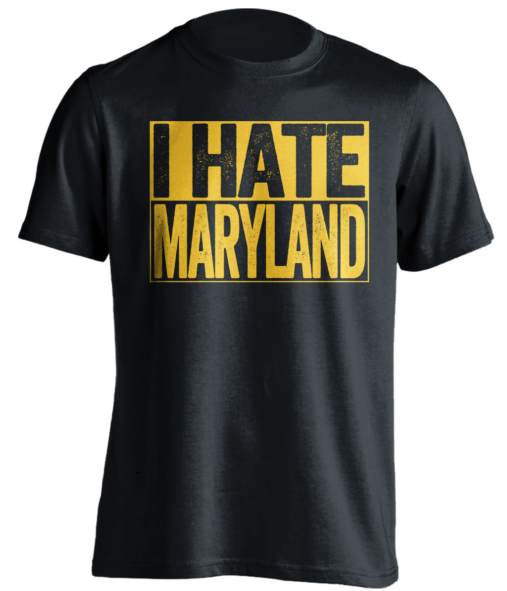 i hate maryland terps wvu west virginia mountaineers black shirt
