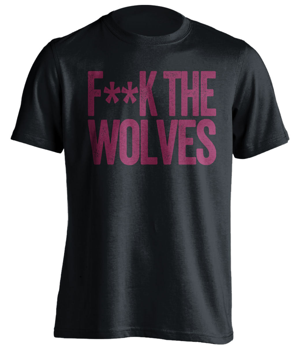 fuck the wolves black shirt aston villa fans censored