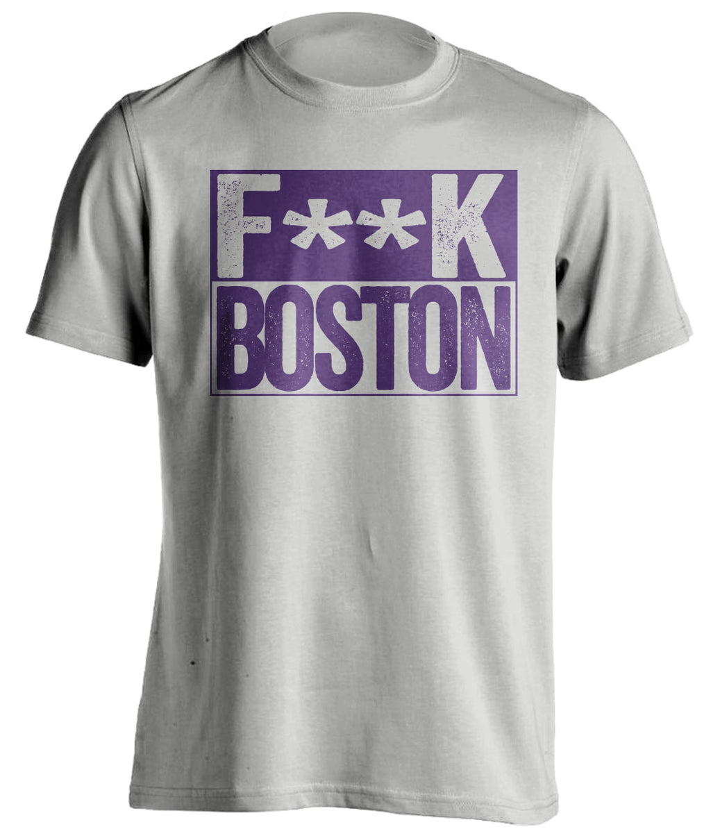 Fuck Boston - Boston Haters Shirt - Purple and Gold - Box Design - Beef Shirts