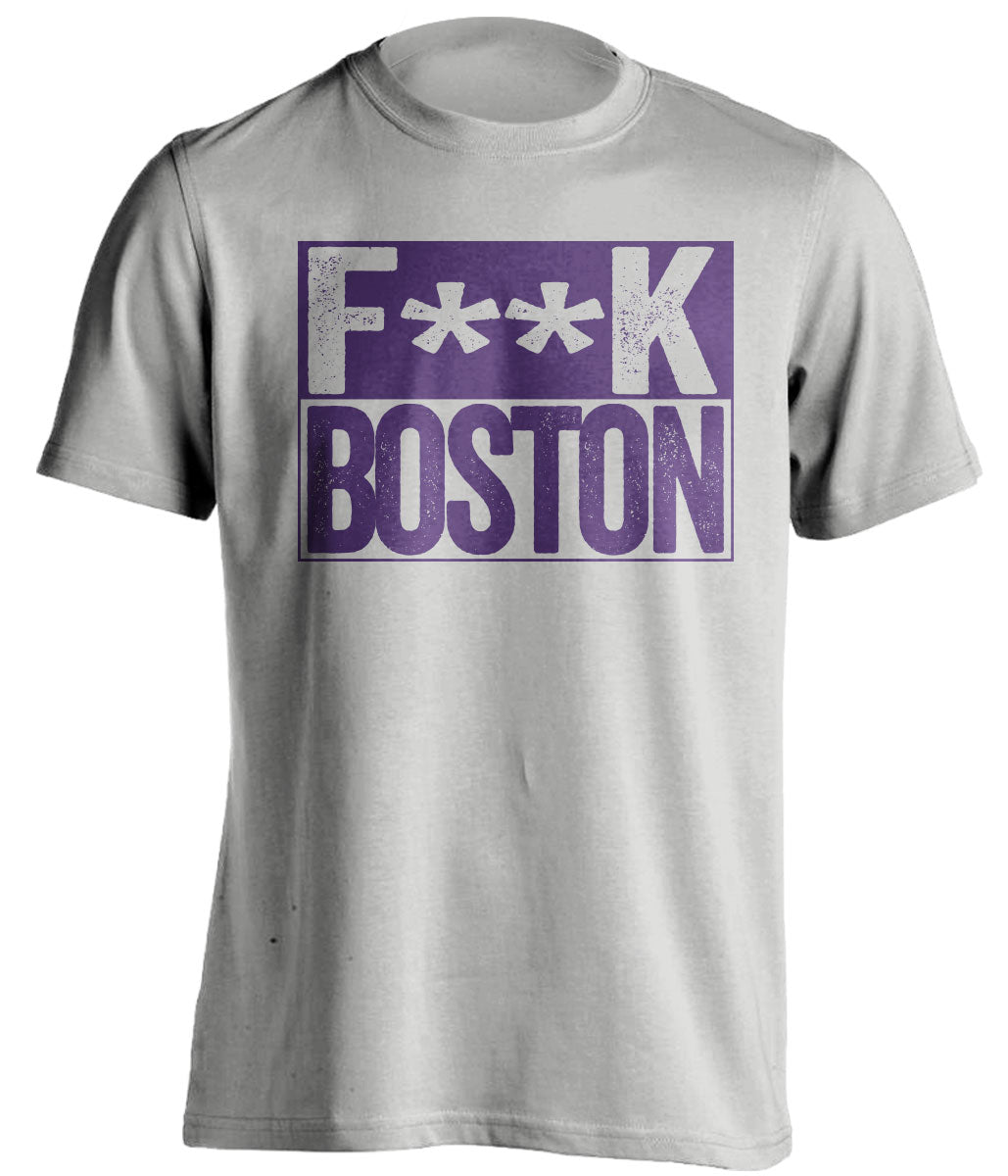 Fuck Boston - Boston Haters Shirt - Purple and Gold - Box Design - Beef Shirts