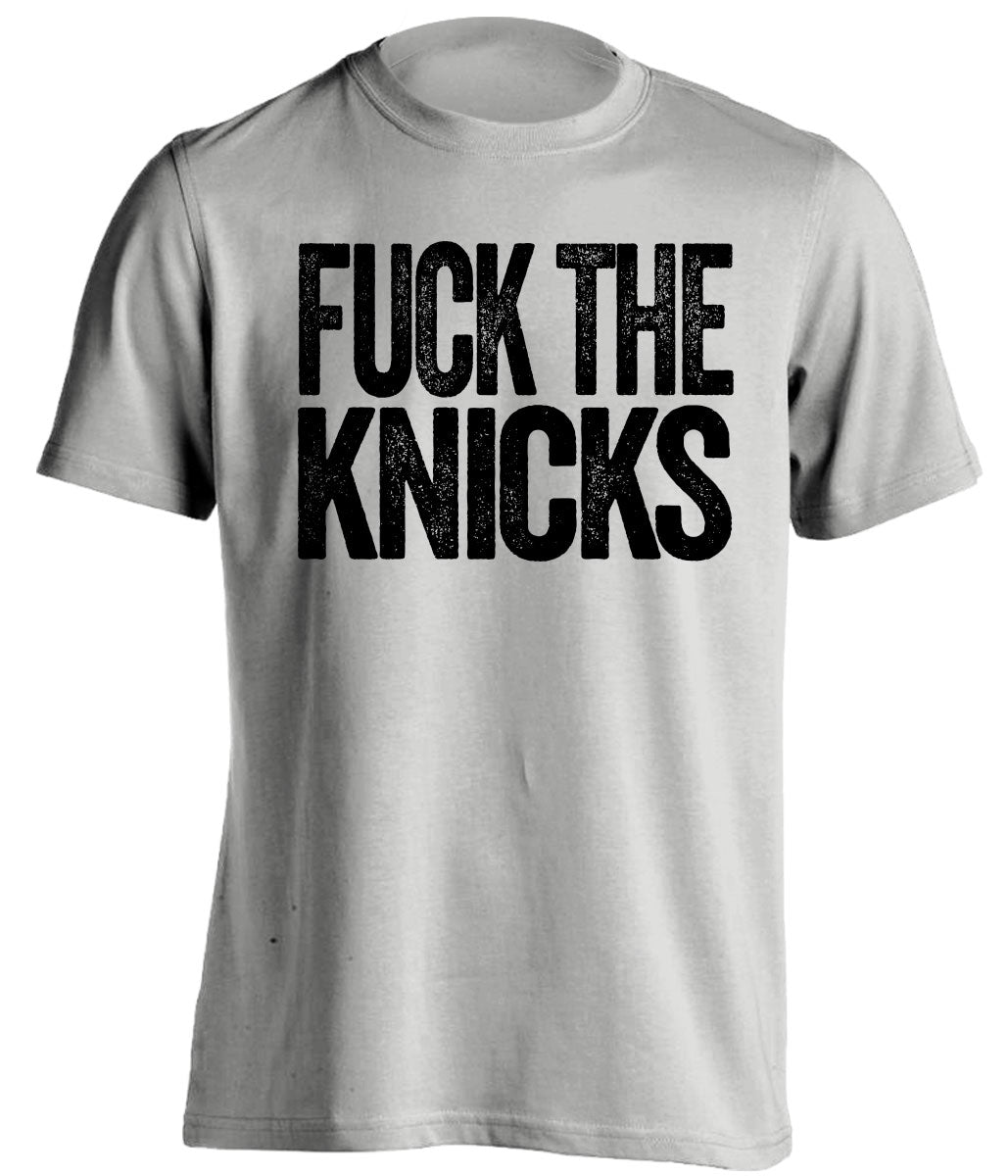 fuck the knicks brooklyn nets uncensored grey tshirt