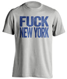fuck new york dodgers blue jays fan grey tshirt uncensored