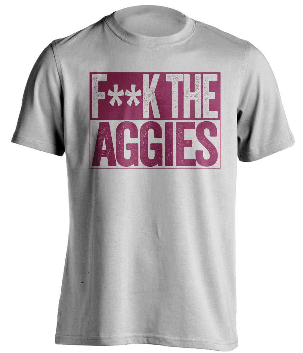 fuck the aggies grey and red tshirt censored