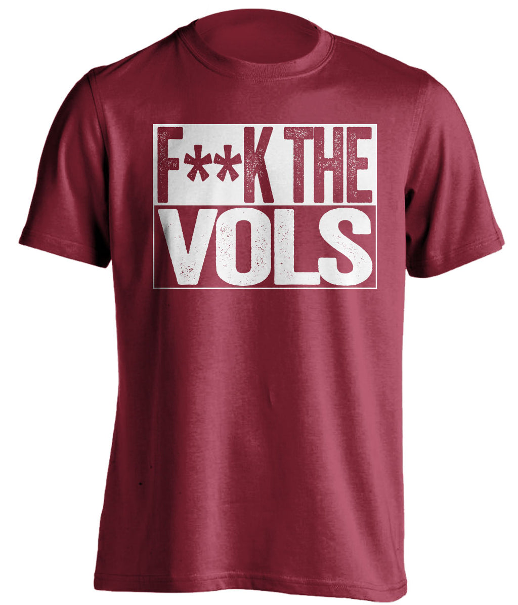 fuck the vols cardinal red and white shirt censored