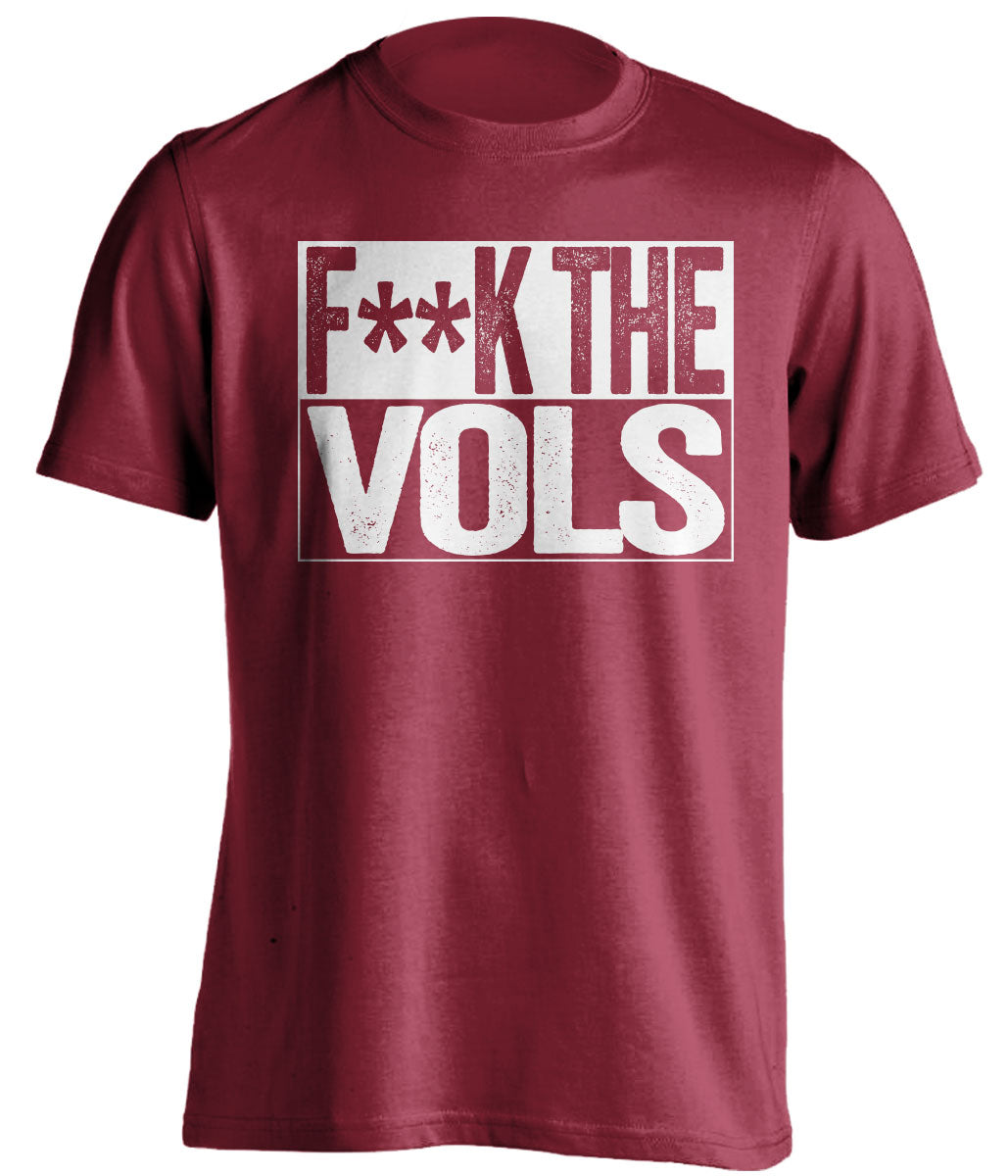 fuck the vols cardinal red and white shirt censored