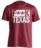 fuck texas cardinal red and white tshirt censored