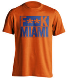 Fuck Miami - Miami Haters Shirt - Blue and Orange - Box Design - Beef Shirts