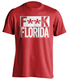 censored red shirt that say fuck florida with white text box