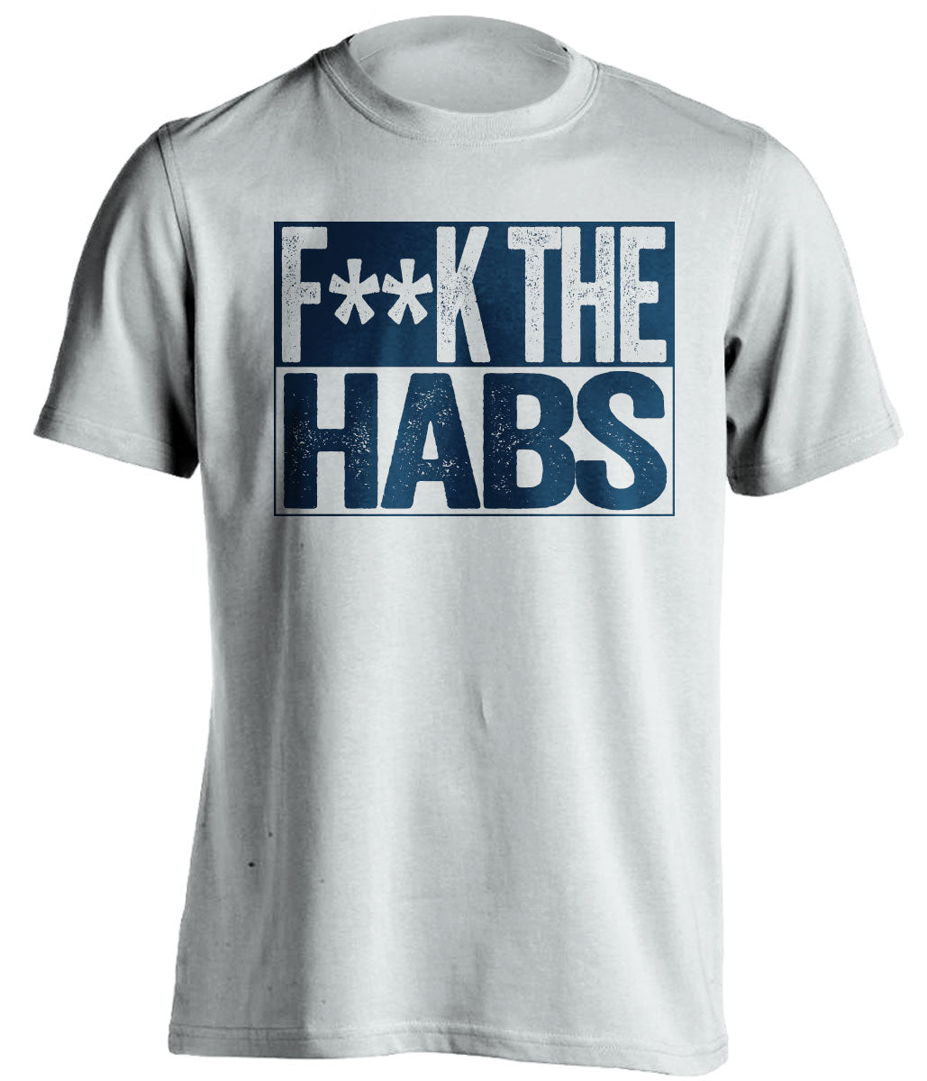 fuck the habs white and navy tshirt censored
