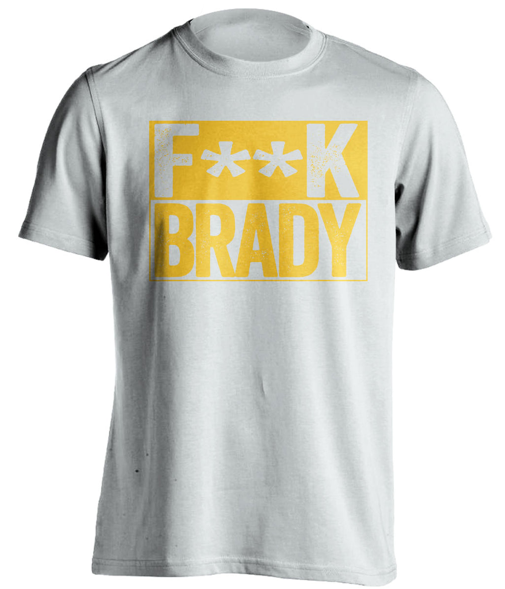 fuck brady white and gold steelers shirt censored
