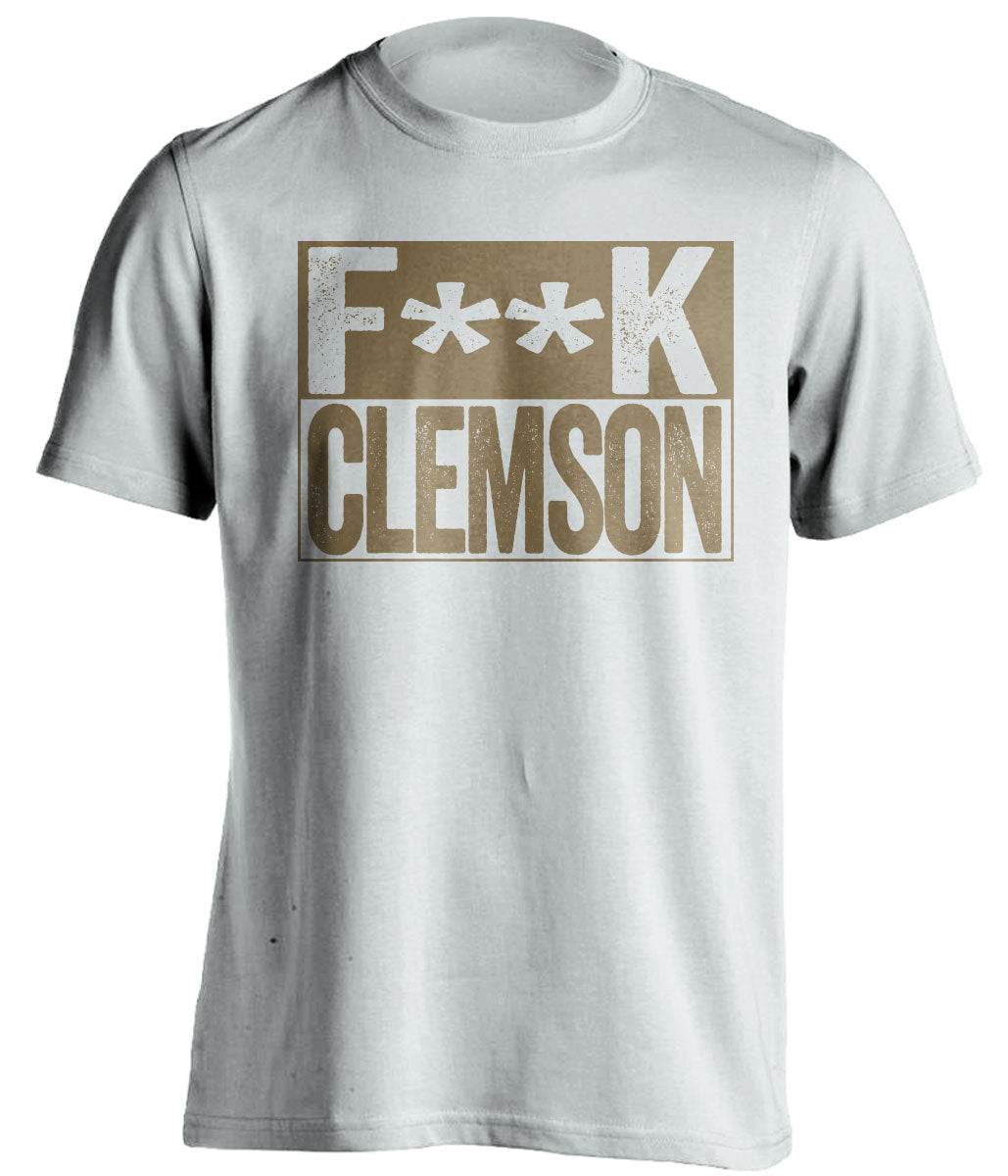 fuck clemson white and old gold tshirt censored