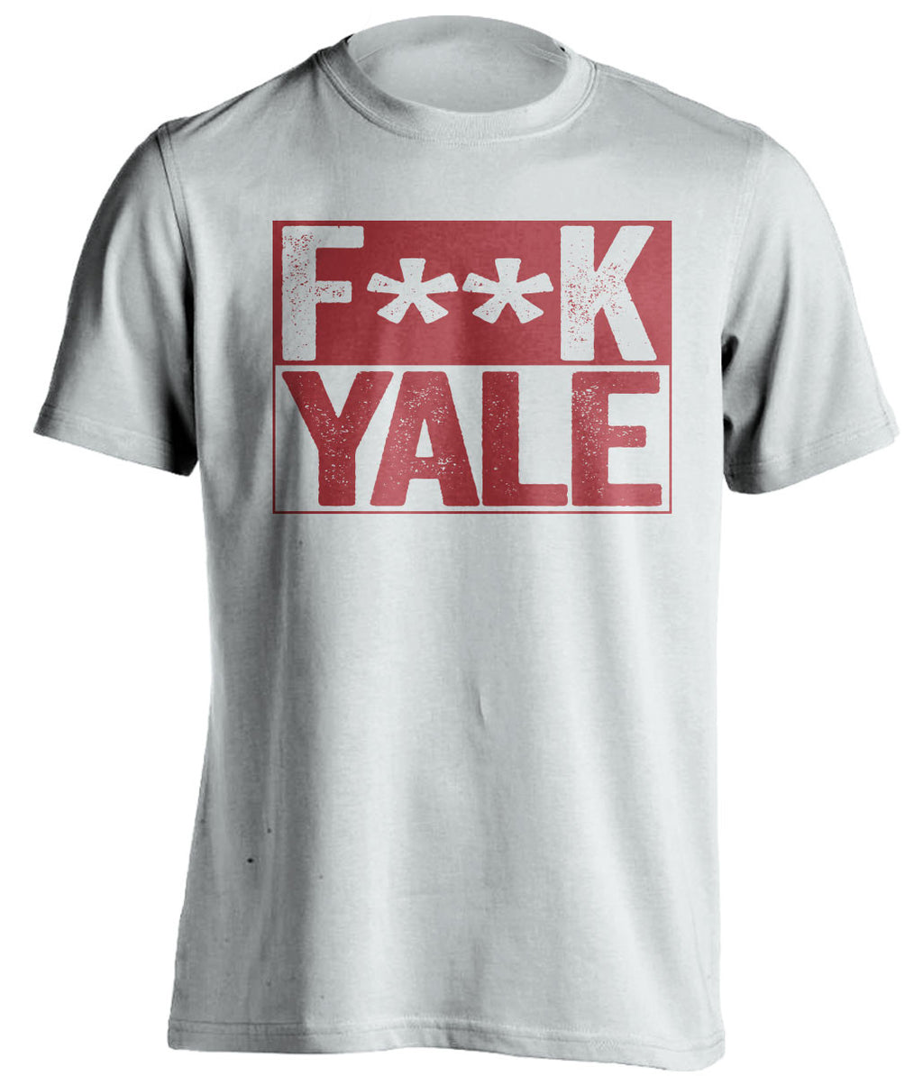 FUCK YALE - Harvard Crimson Fan T-Shirt - Box Design - Beef Shirts