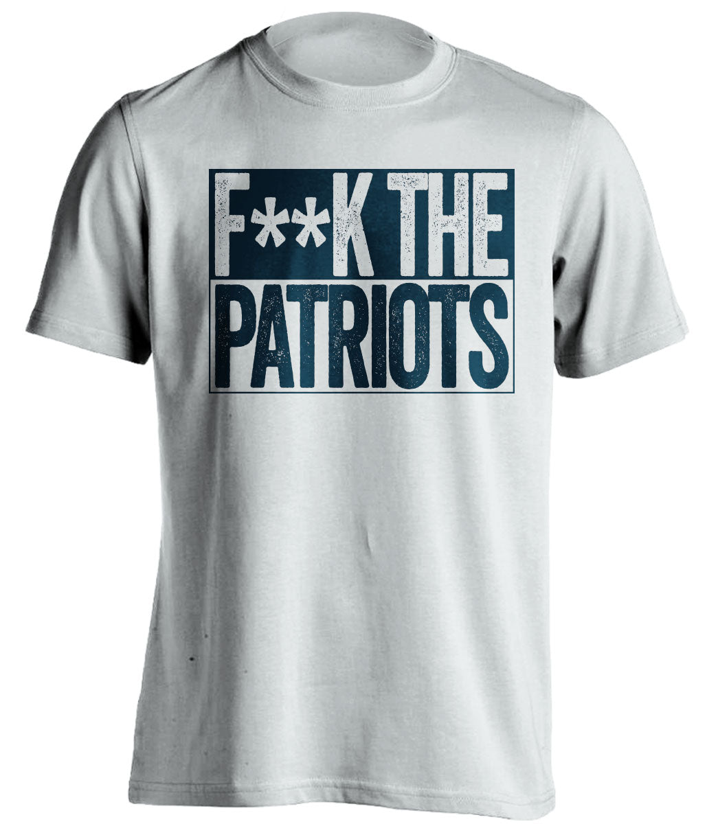 FUCK THE PATRIOTS - Patriots Haters Shirt - Navy and Grey Version - Box Design - Beef Shirts