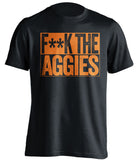 fuck the aggies black and orange tshirt censored