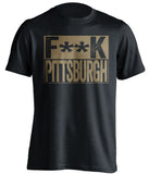 Fuck Pittsburgh - Pittsburgh Haters Shirt - Navy and Old Gold - Box Design - Beef Shirts