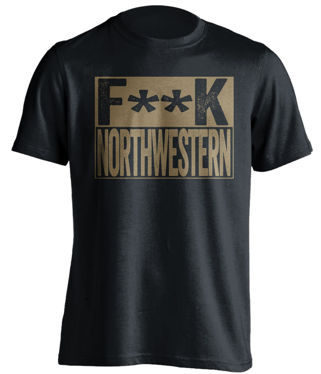 fuck northwestern black and old gold tshirt censored