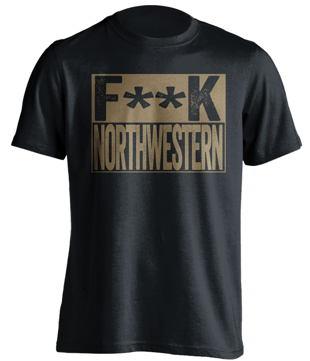 fuck northwestern black and old gold tshirt censored