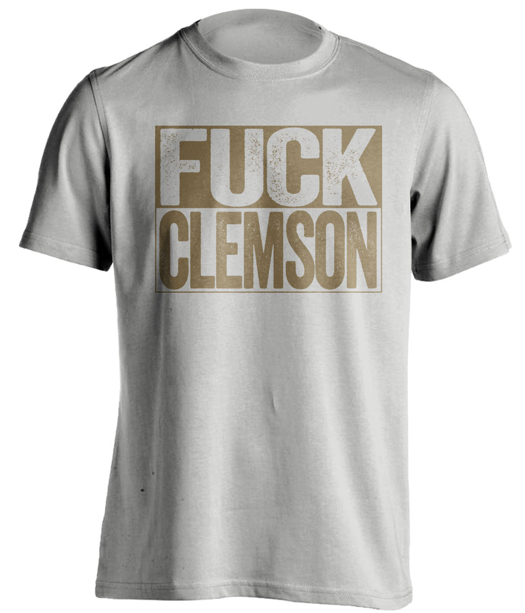 fuck clemson grey and old gold tshirt uncensored