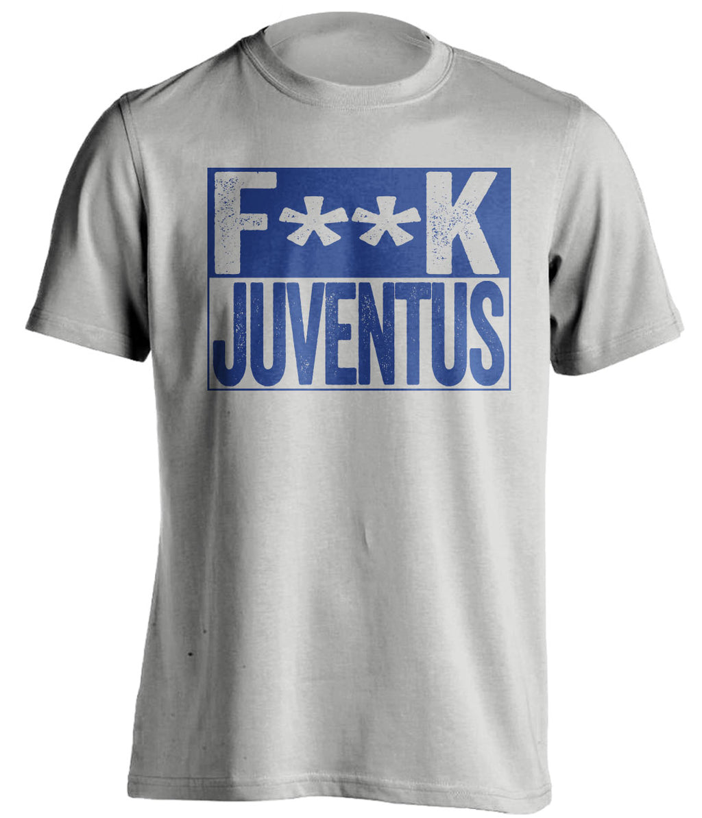 fuck juventus grey and blue tshirt censored