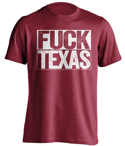 fuck texas cardinal red and white tshirt uncensored