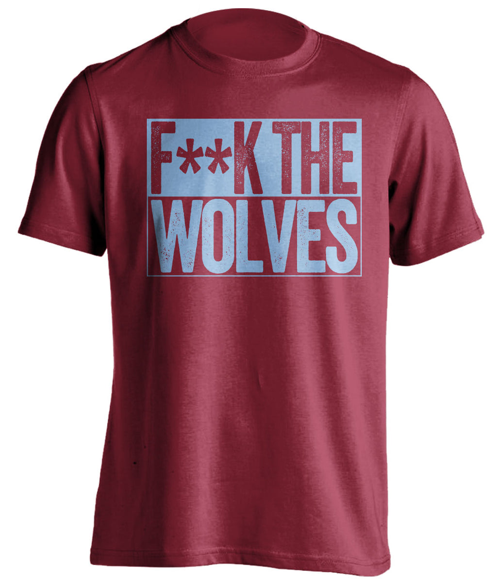fuck the wolves red and blue tshirt censored