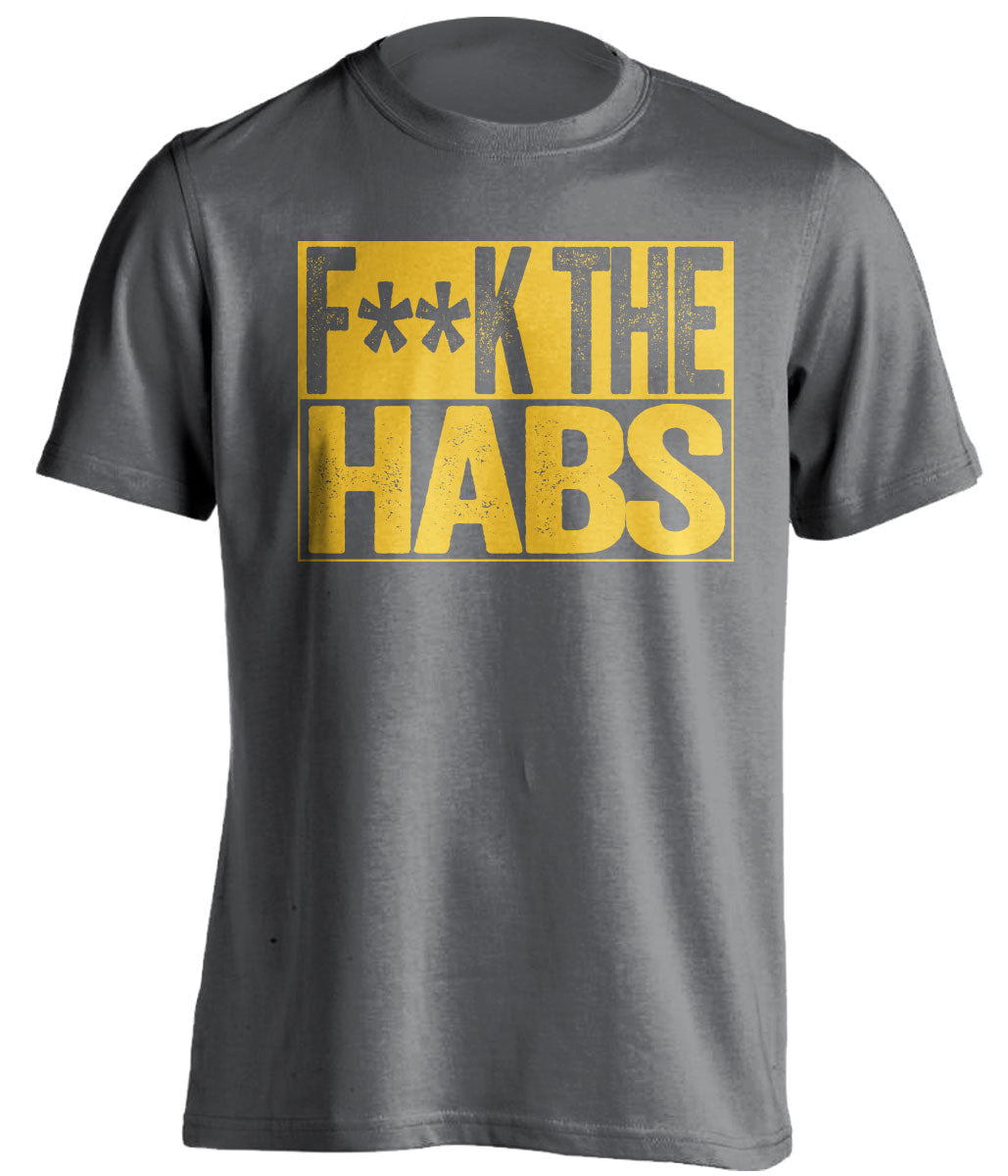 fuck the habs grey and gold tshirt censored