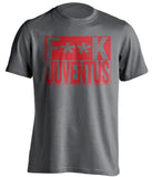 fuck juventus grey and red tshirt censored