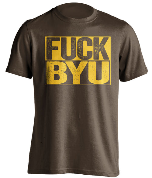 FUCK BYU Wyoming Cowboys brown TShirt