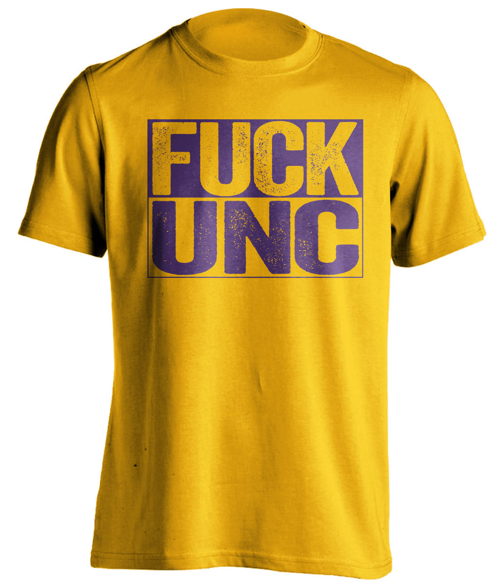 fuck unc gold and purple tshirt uncensored