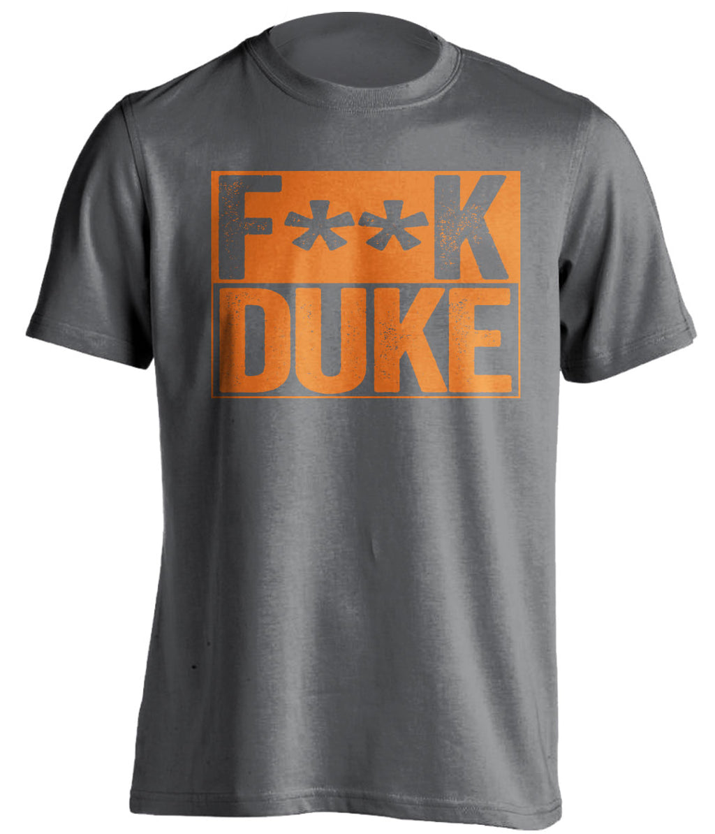 fuck duke grey and orange tshirt censored