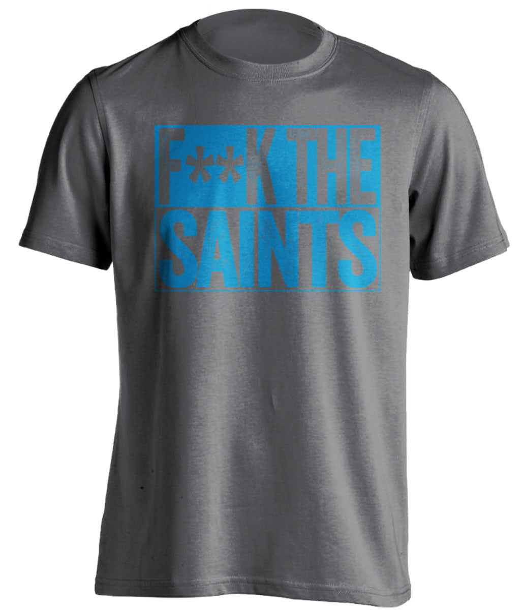 fuck the saints grey and blue shirt censored